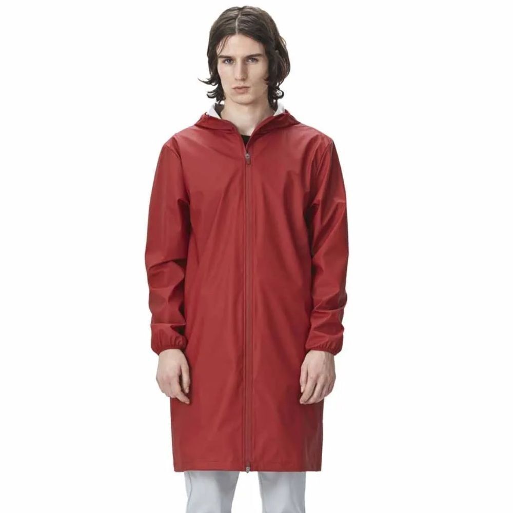 Rains Base Jacket Unisex Red Full Zip Hooded Long Sleeve Waterproof XS/S